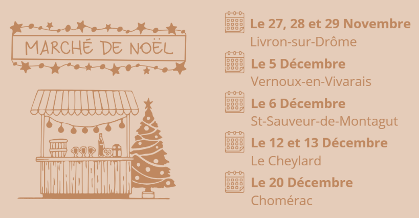 Marchés de Noël Affiche de marché de Noël avec calendrier des dates